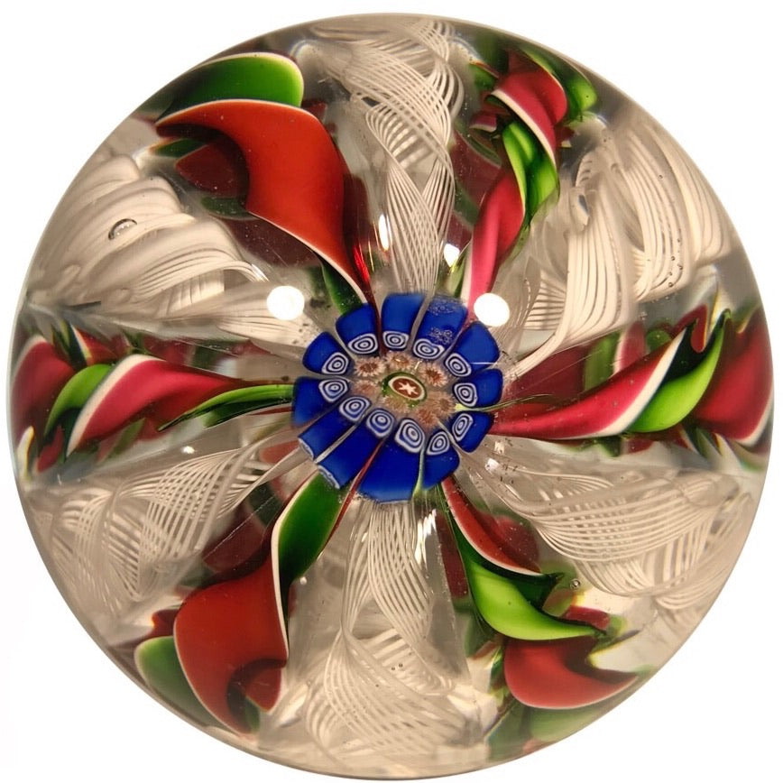 Rare Miniature Antique Saint Louis Art Glass Paperweight Millefiori Crown