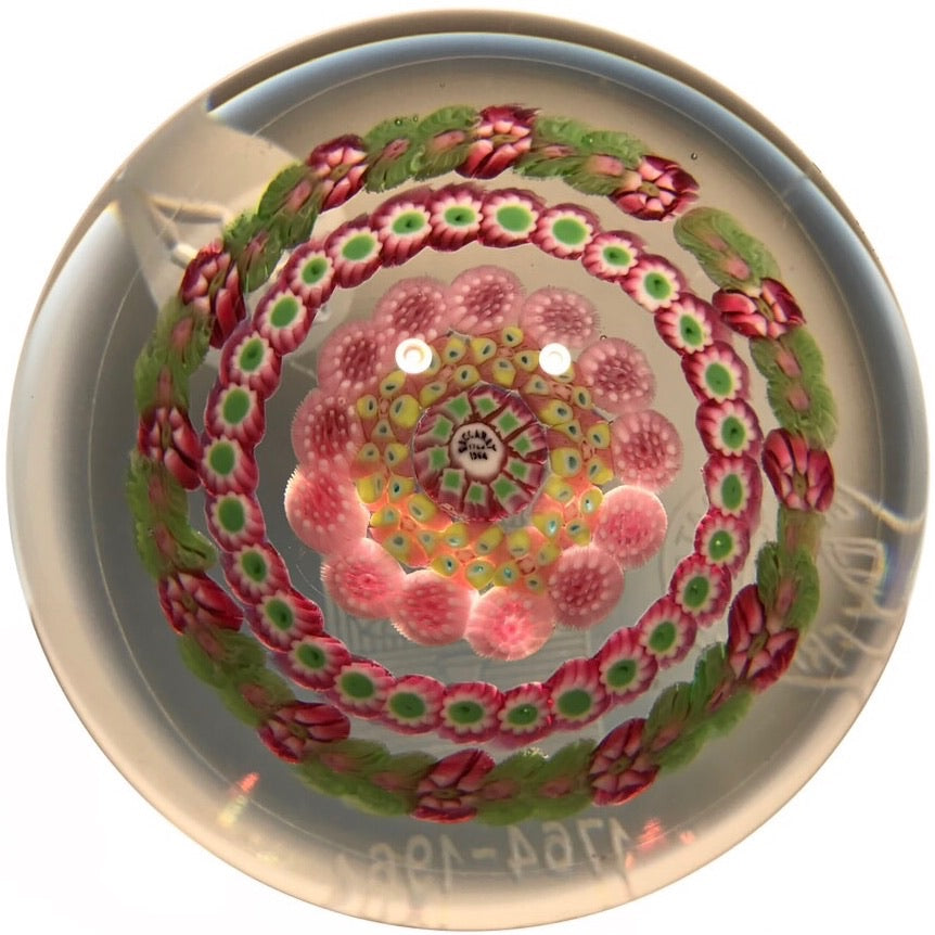 Very Rare Baccarat Art Glass Paperweight 1964 Factory Bicentennial Concentric Millefiori