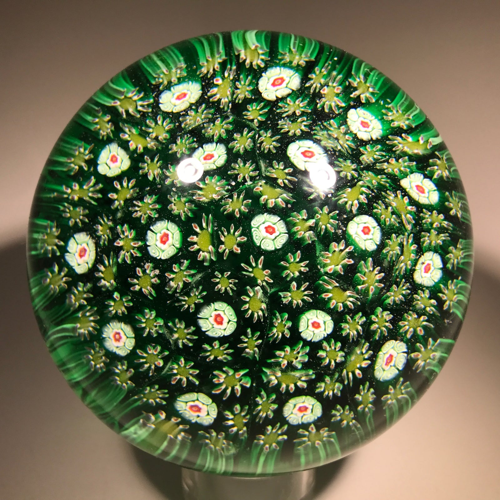 Modern Murano Art Glass Paperweight Closepack Millefiori Carpet Ground