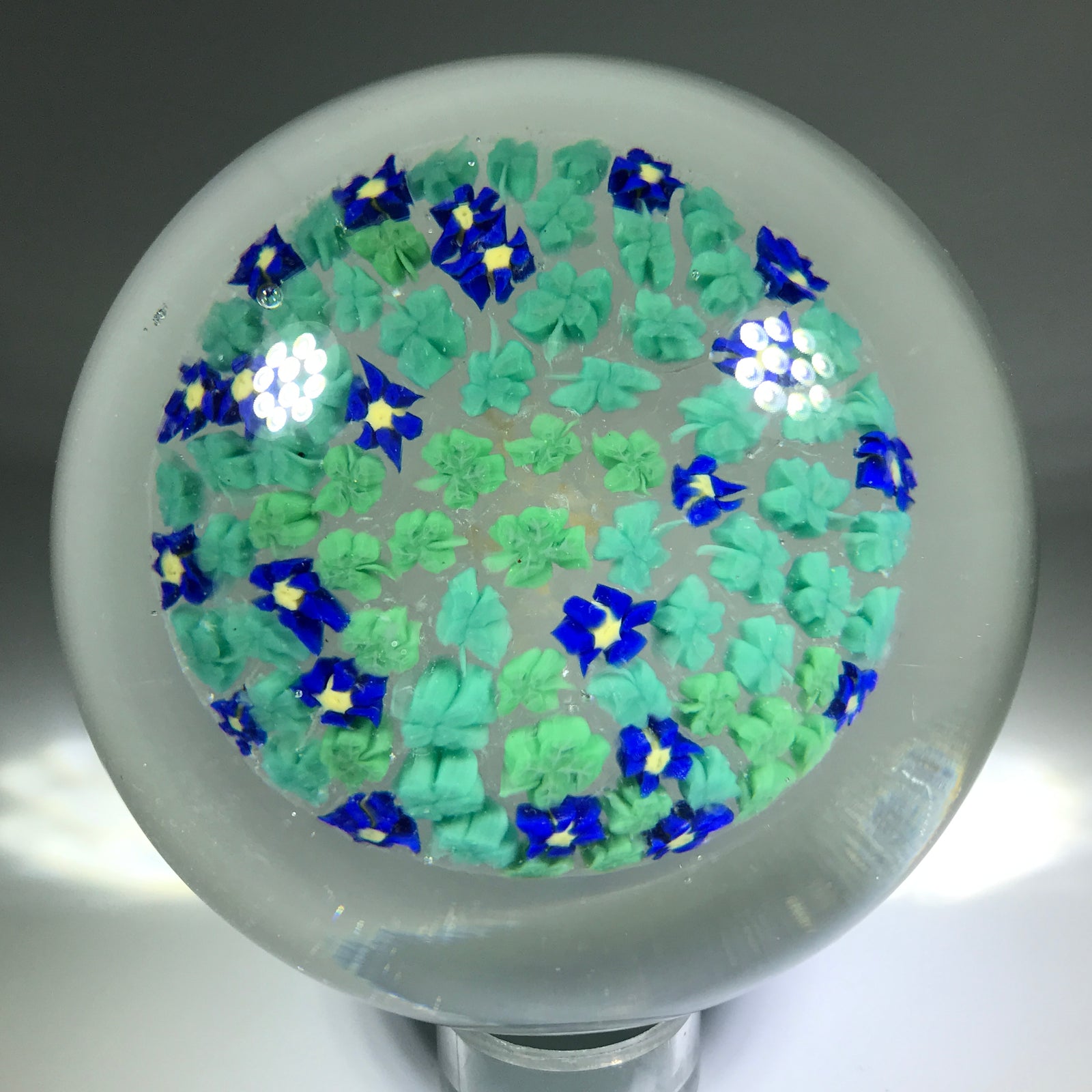 Vintage Murano Fratelli Toso Art Glass Paperweight Shamrock & Flower Millefiori Murrine