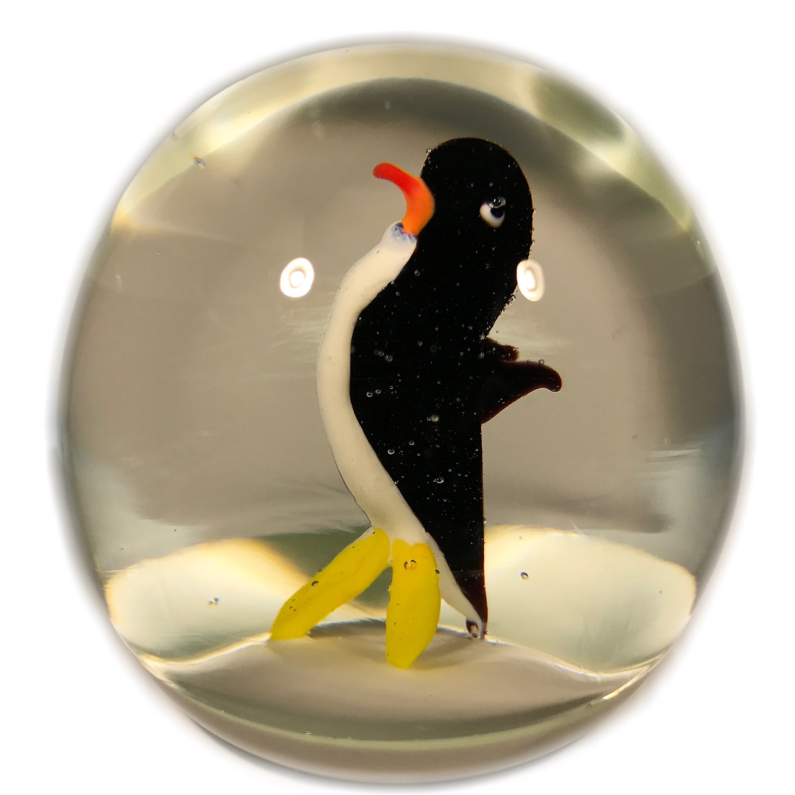 Rare Murano Ferro Lazzarini Lampwork Penguin on White Ground