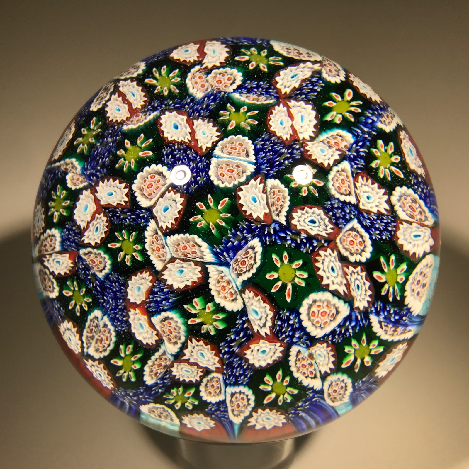 Modern Murano Art Glass Paperweight Closepack Millefiori Carpet Ground 3