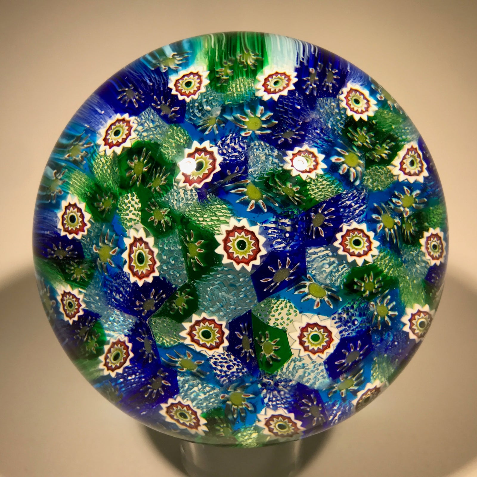 Modern Murano Art Glass Paperweight Closepack Millefiori Carpet Ground 2
