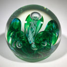 Vintage Schneider American Studio Art Glass Paperweight Green Flower Maypole