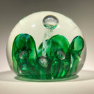 Vintage Schneider American Studio Art Glass Paperweight Green Flower Maypole