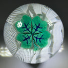 Vintage Murano Fratelli Toso Art Glass Paperweight Shamrock 4 Leaf Clover Murrine
