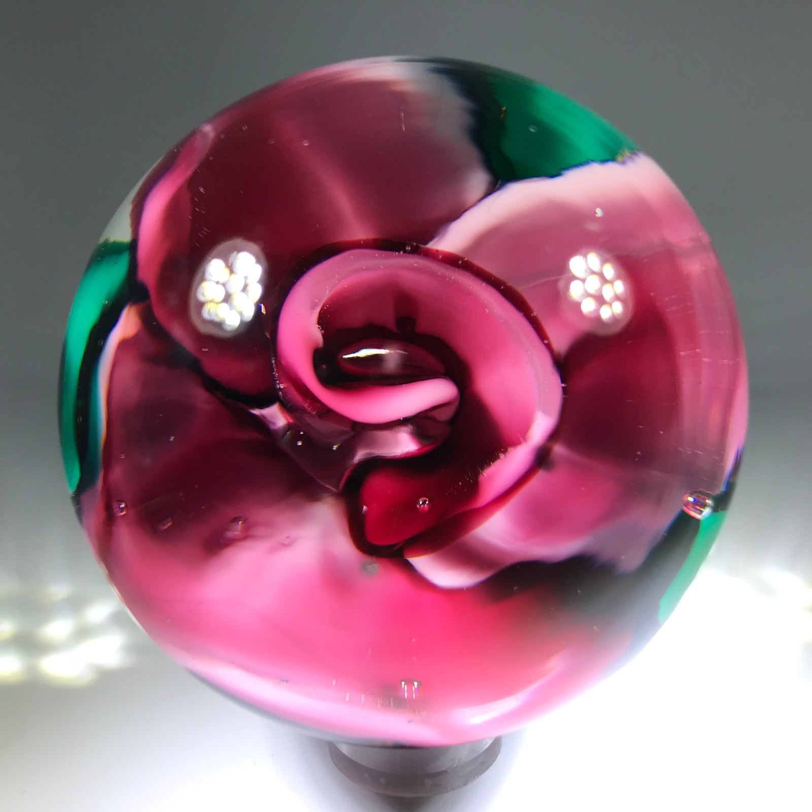 Vintage Murano Fratelli Toso Crimp Rose Style Art Glass Paperweight