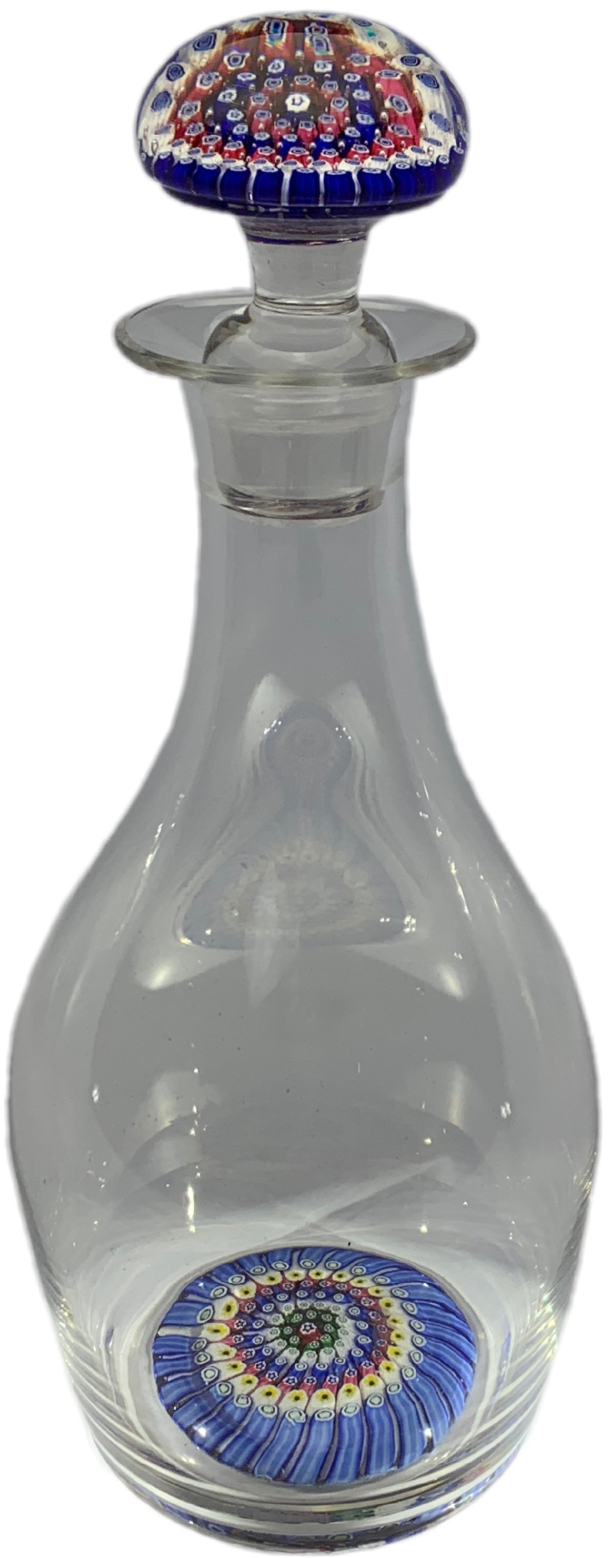 Tall 11" Vintage Whitefriars Millefiori Art Glass Decanter