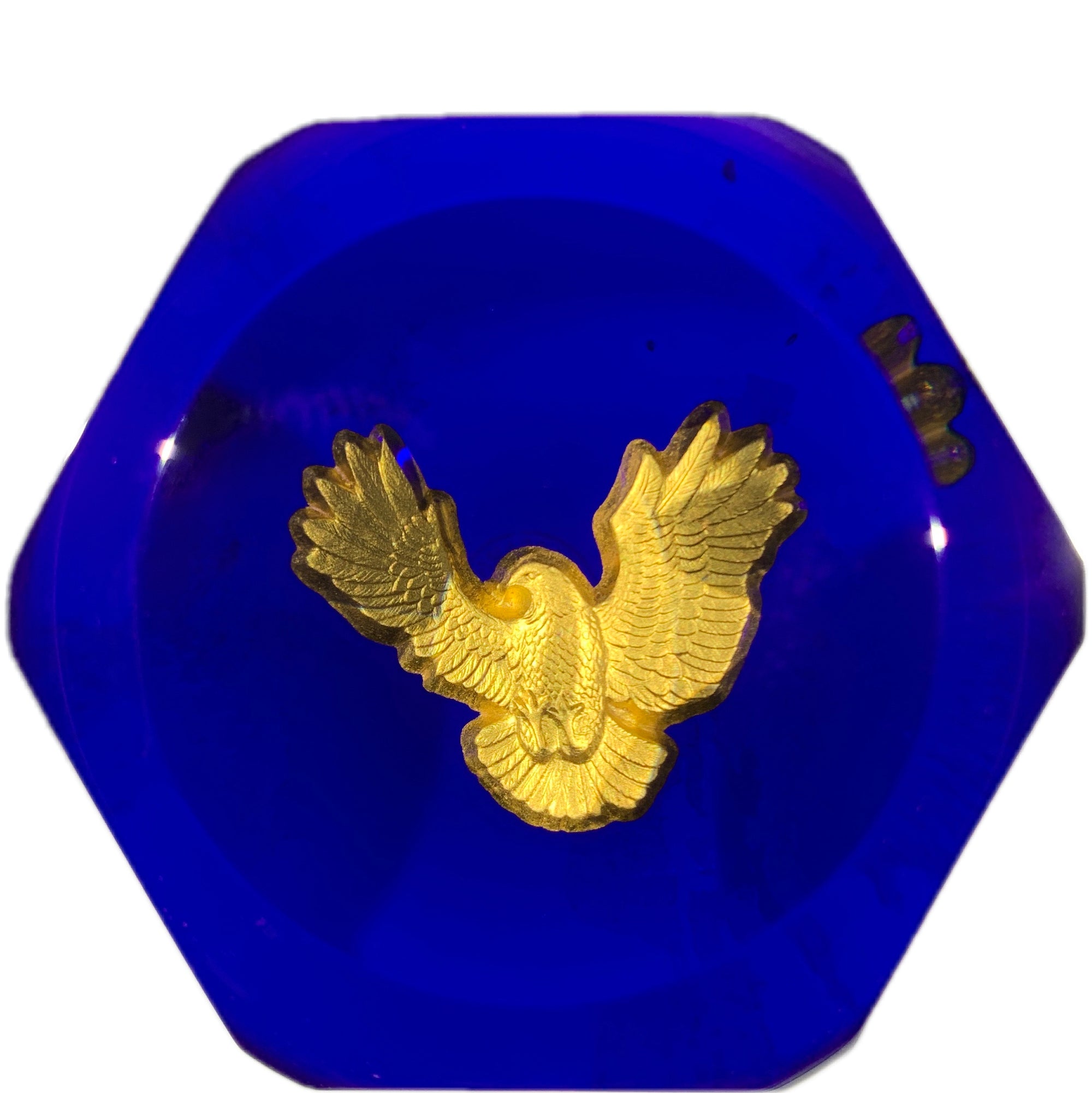 Vintage Baccarat "American Express" Gold Eagle Inclusion Art Glass Paperweight