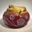 Saint Louis Gold Gilded Lizard Art Glass Paperweight 1980 Limited Edition of 300