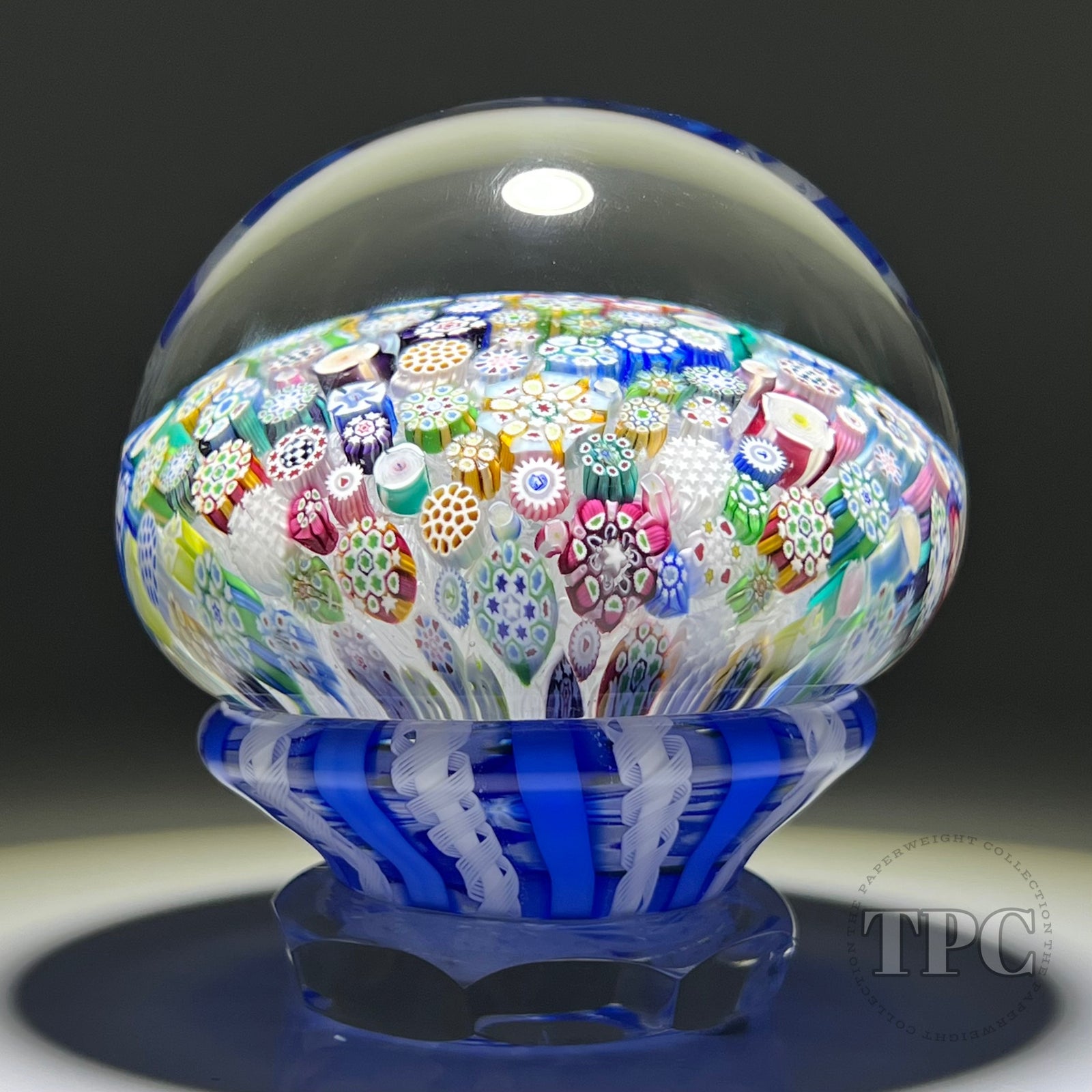John Deacons 2018 Glass Art Paperweight Complex Closepack Millefiori Piedouche With Roses and Silhouettes