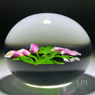 Victor Trabucco 1981 Glass Art Paperweight Flamework Pink Flower Bouquet with Orchid Blossom