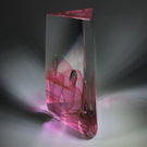 Signed Ed Nesteruk Art Glass Paperweight Faceted Pink Veil Sculpture