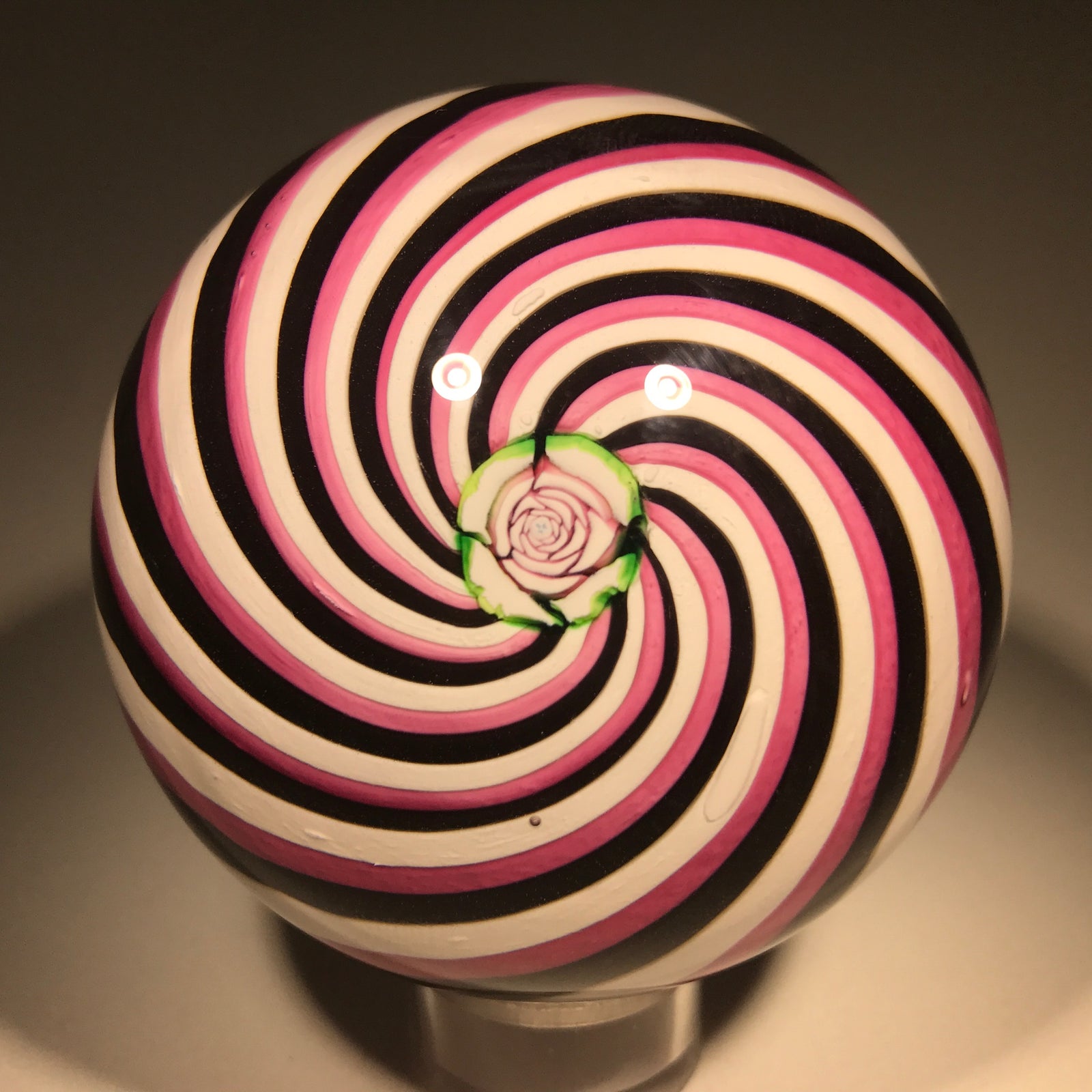 Vintage Cape Cod Glass Works Art Glass Paperweight Rose Cane Millefiori Crown