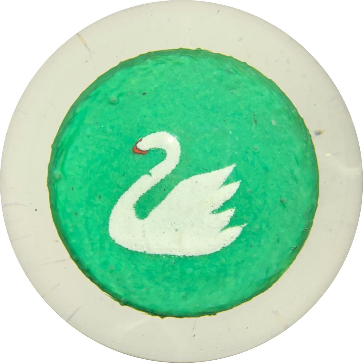 Vintage Moncrieff Sid Broughton Frit Swan on Green Ground