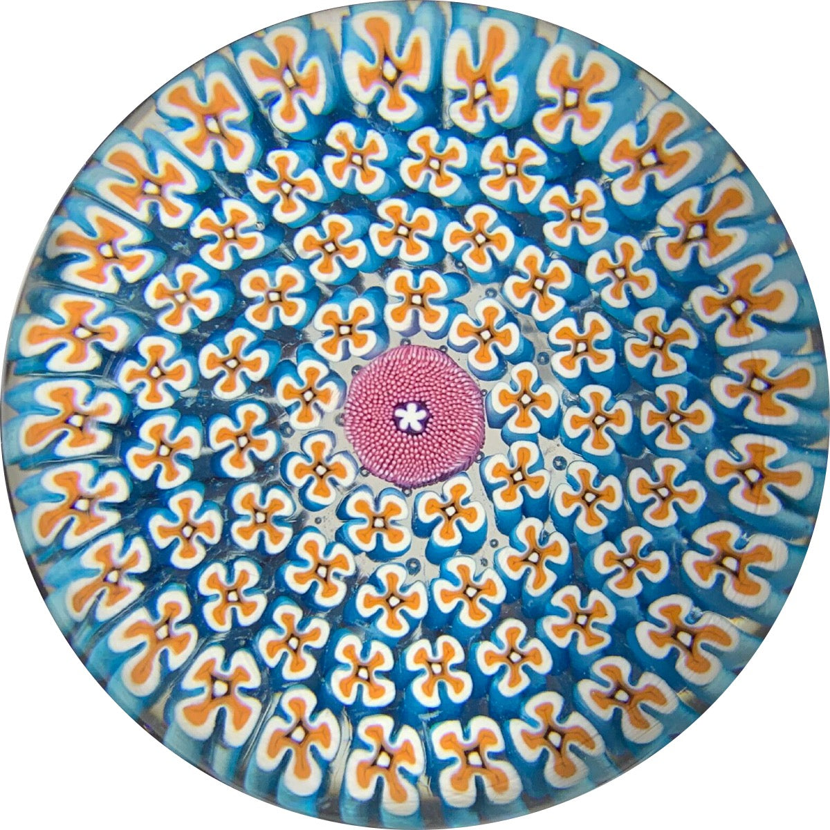 Damon MacNaught Concentric Dogwood Millefiori Carpet Ground with Center Pink Moss Cane