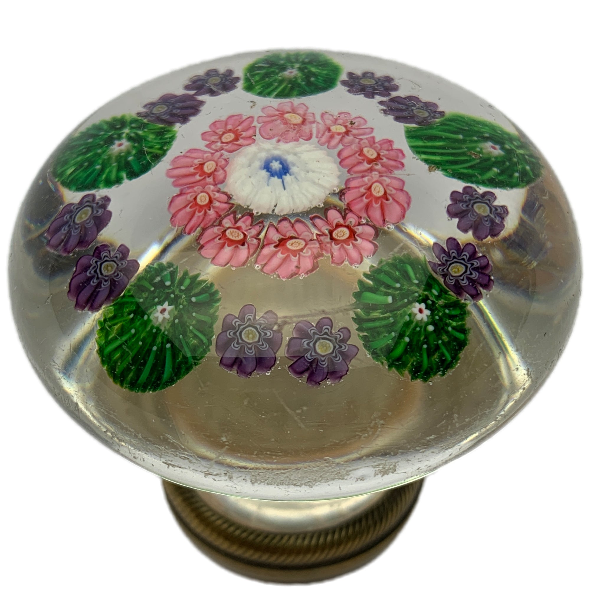 Antique Clichy Open Concentric Complex Millefiori Paperweight Style Doorknob