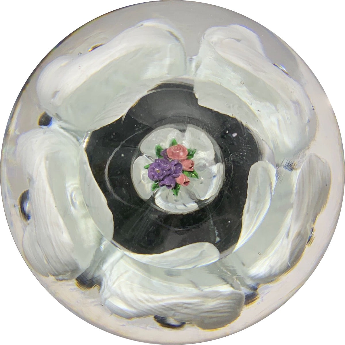 Vintage Zimmerman Encapsulated Bubble with Ceramic Rose Bouquet