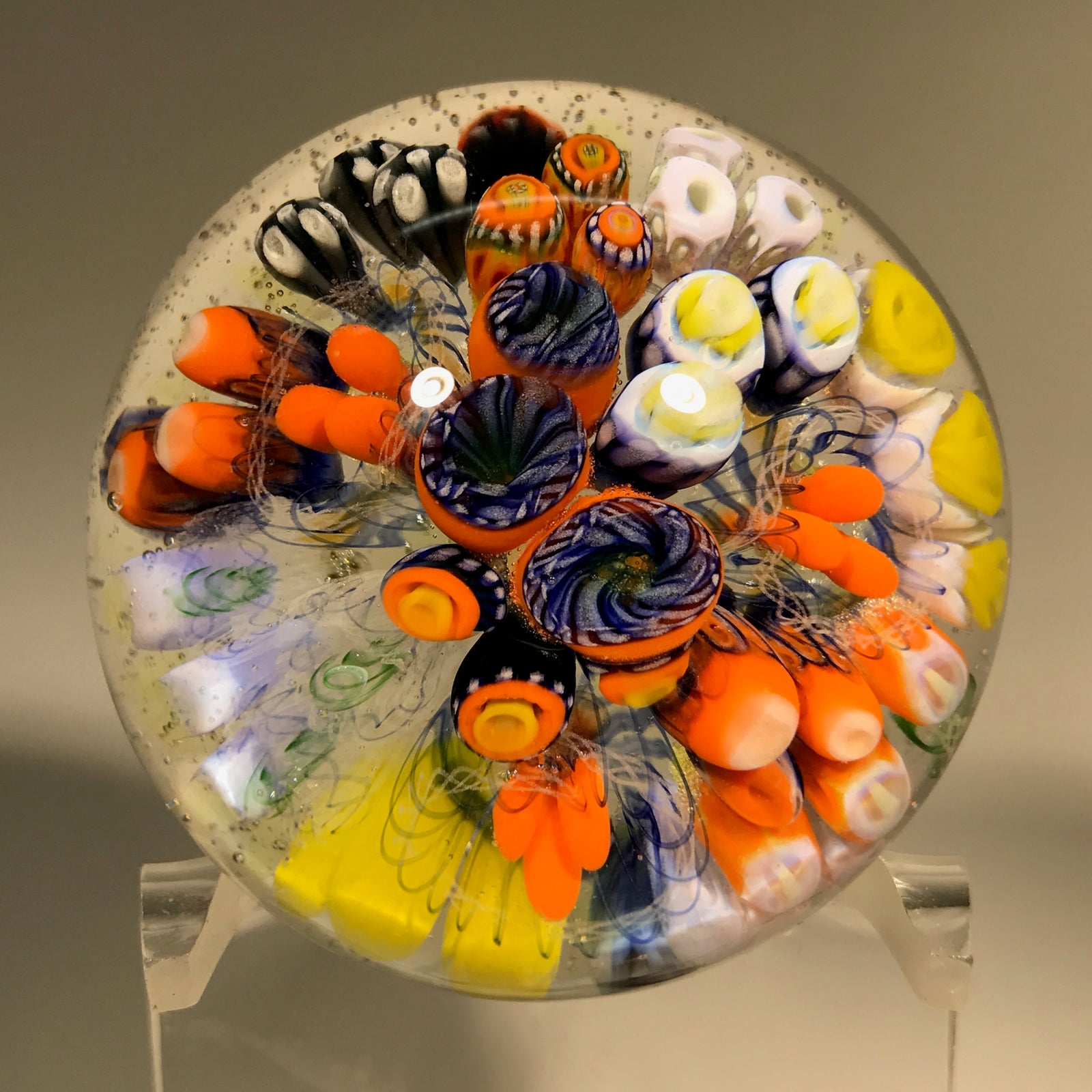 Signed Patrick Entenmann Art Glass Borosilicate Millefiori Paperweight