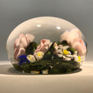 Large Katsumi Sakakibara Art Glass Paperweight Lampwork Pink Rose Bouquet