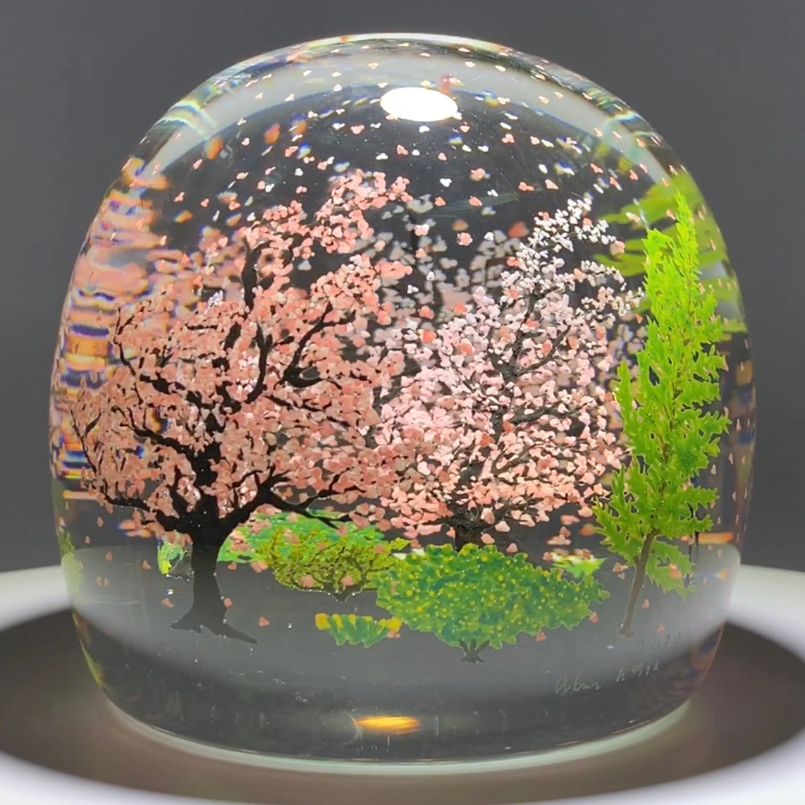 Japanese antique white cherry blossom pink cloud hand beaded