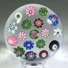 Antique Clichy Art Glass Paperweight Open Concentric Complex Millefiori w/ Roses