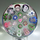 Antique Clichy Art Glass Paperweight Open Concentric Complex Millefiori w/ Roses