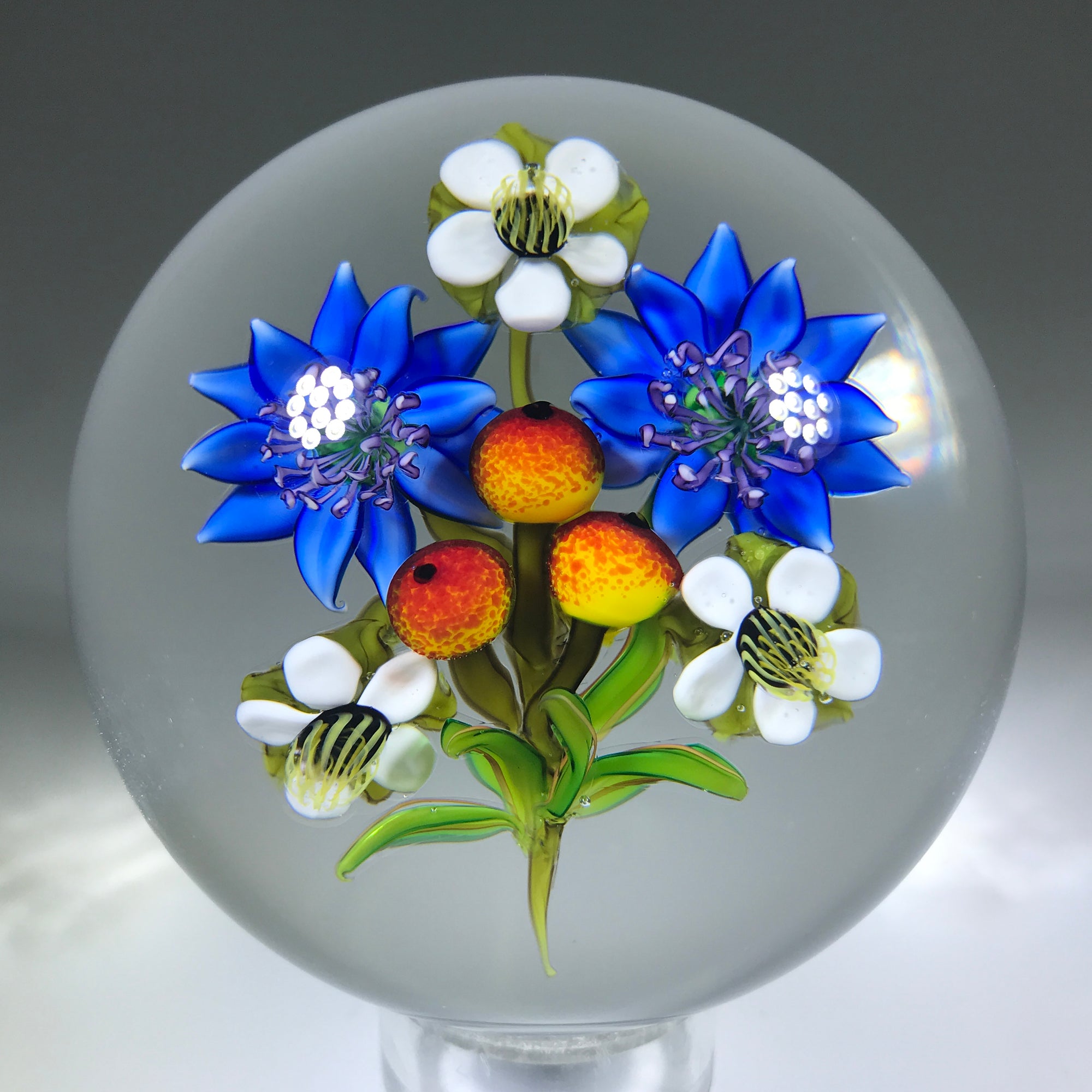 Signed Ken Rosenfeld Art Glass Paperweight Three Dimensional Lampwork