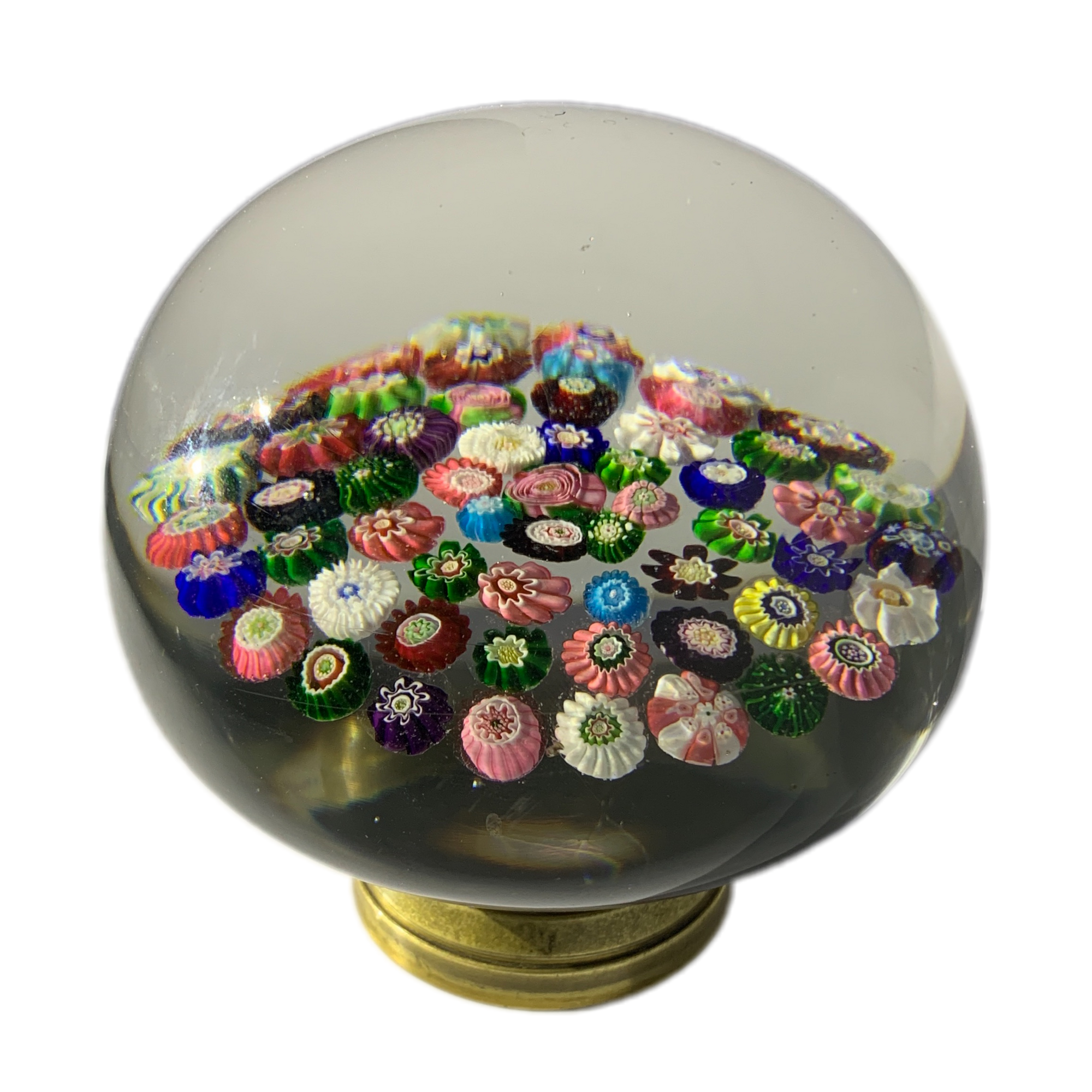 Extremely Rare Antique Clichy Newel Post Finial With Complex Concentric Millefiori