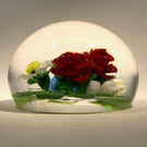 Katsumi Sakakibara Art Glass Paperweight Lampwork Red Roses & Blueberries
