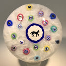 Modern Baccarat Art Glass Paperweight Gridel Silhouette Millefiori Horse