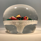 Antique New England Glass Co. NEGC Art Glass Paperweight Fruit Latticino Basket