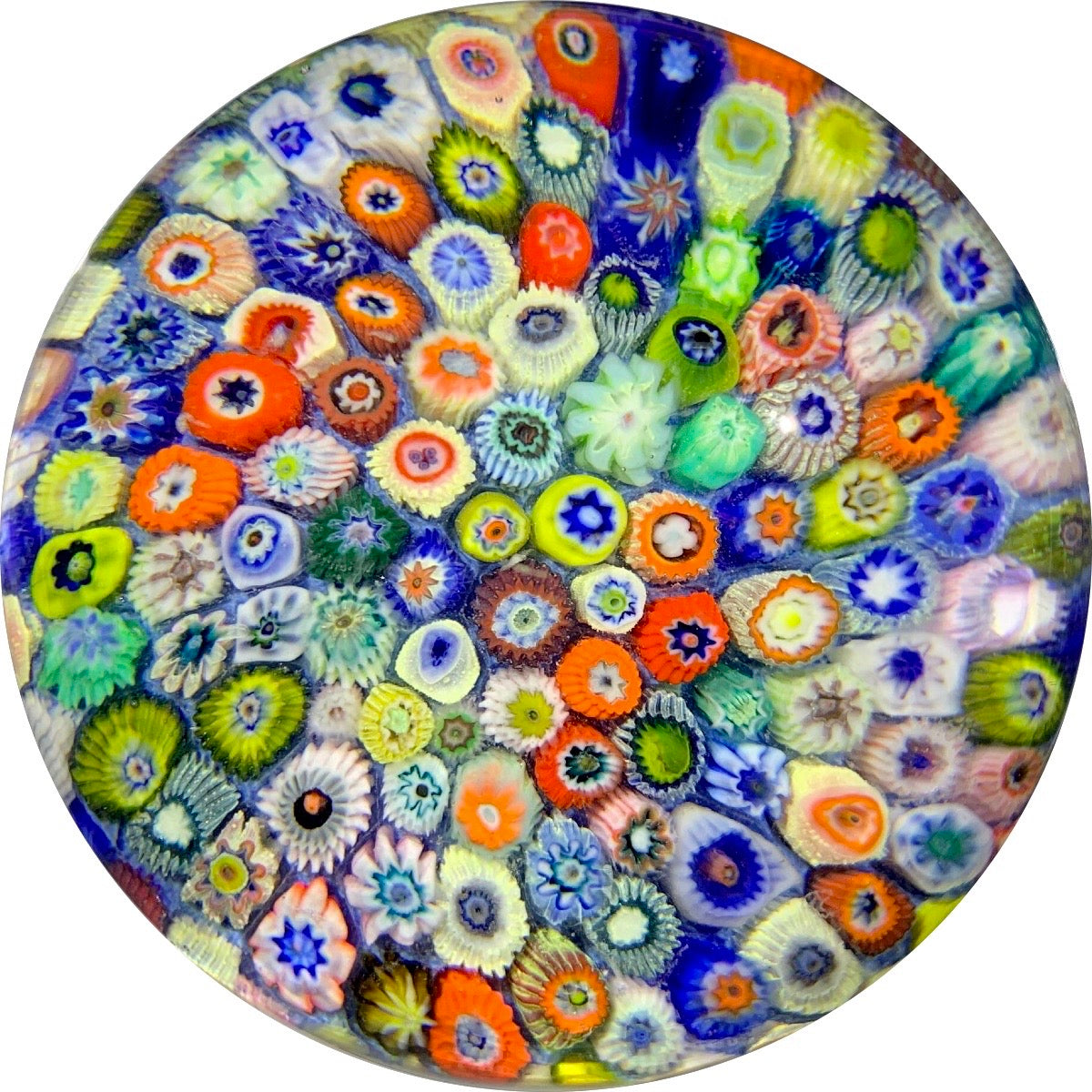 Large Strathearn Closepack Millefiori on Opaque Blue Ground