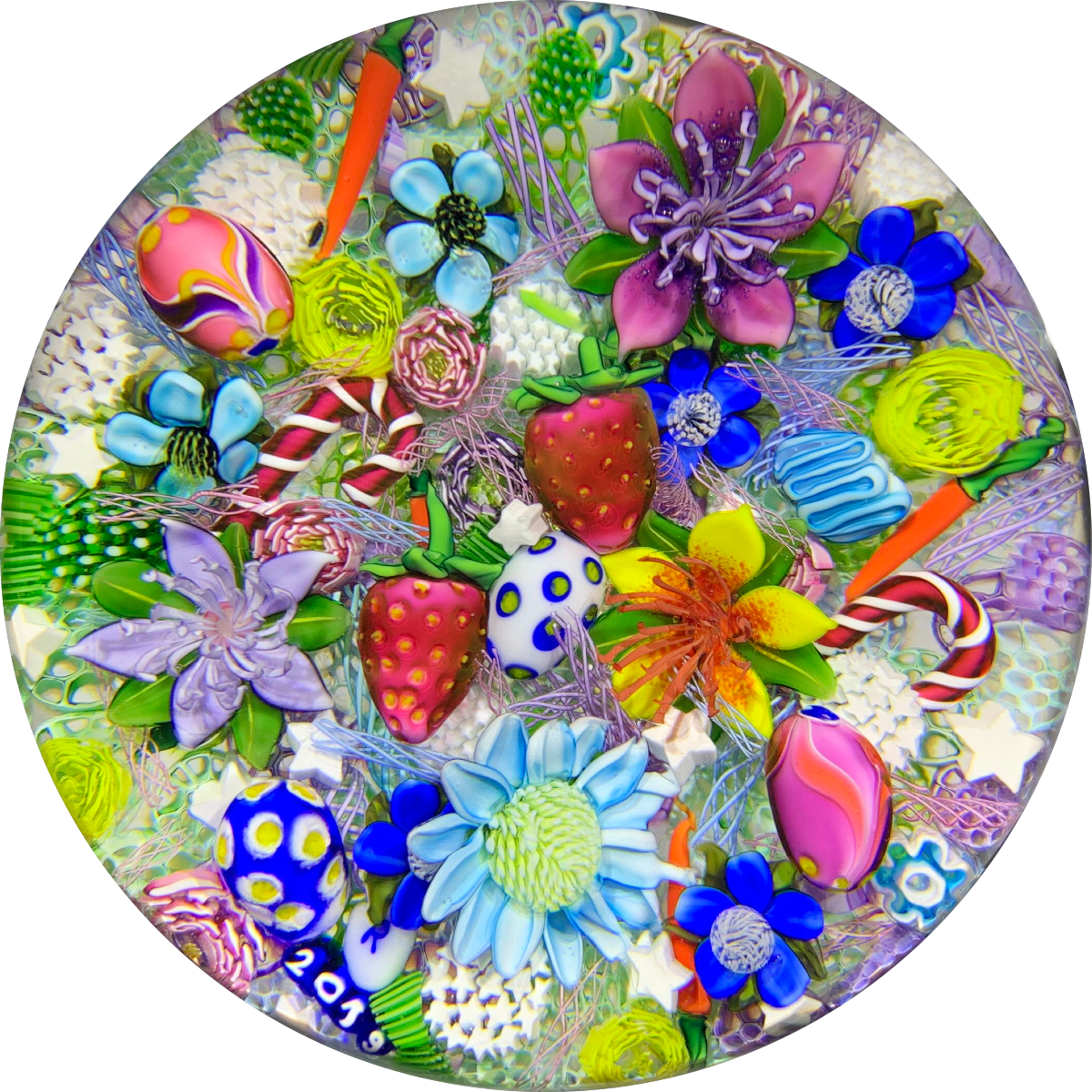 Ken Rosenfeld 2019 Complex Lampwork Scramble w/ Flowers, Strawberries, Easter Eggs and more