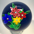 Signed Ronald Hansen Art Glass Paperweight Lampwork Flower Bouquet