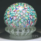 John Deacons Super Magnum Glass Art Paperweight Complex Closepack Millefiori Rose Piedouche