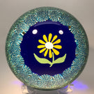 Vintage Murano Art Glass Paperweight Hand-Painted Flower with Complex Millefiori