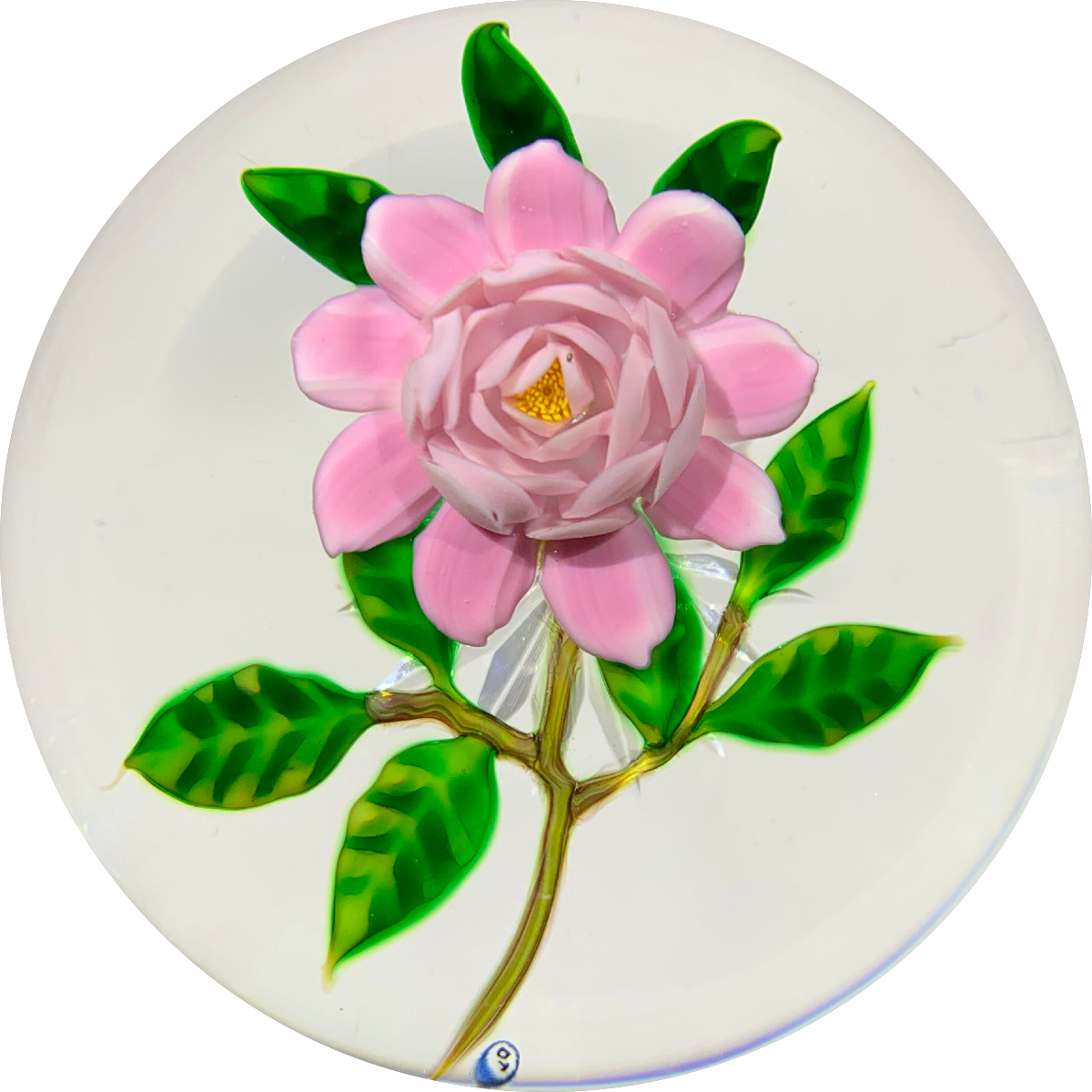 Debbie Tarsitano Lampwork Pink Rose with Star-cut Base