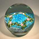 Vintage Murano Fratelli Toso Art Glass Paperweight Rose Cane Garland on Blue