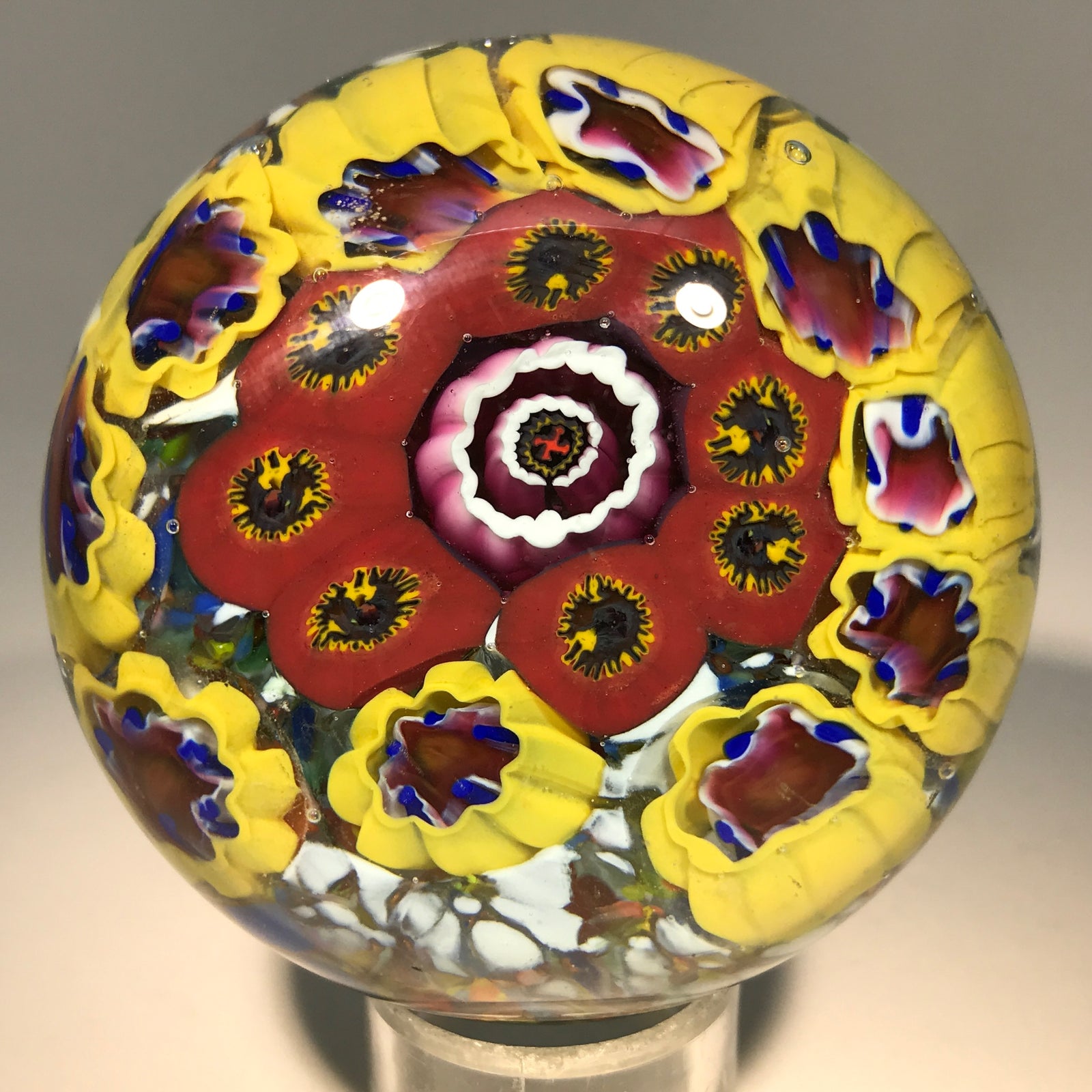 Vintage German Art Glass Paperweight Concentric Complex Millefiori