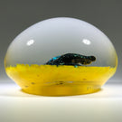 Signed Lewis Wilson Art Glass Paperweight Lampwork Dichroic Horse on Yellow Ground