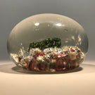 Unknown Antique Art Glass Paperweight Encased Green and White Stones
