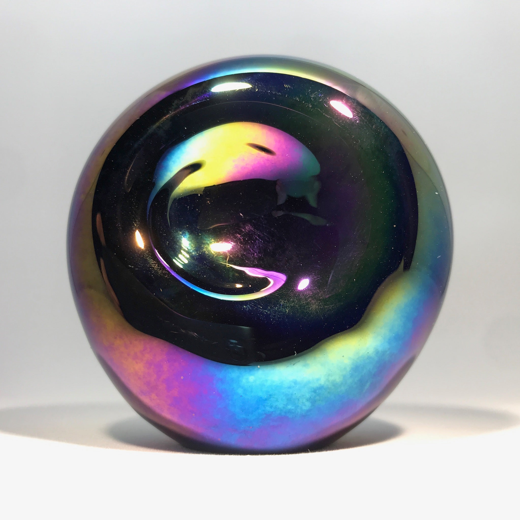 Signed Robert Eickholt Art Glass Paperweight Iridescent Pinched Modern