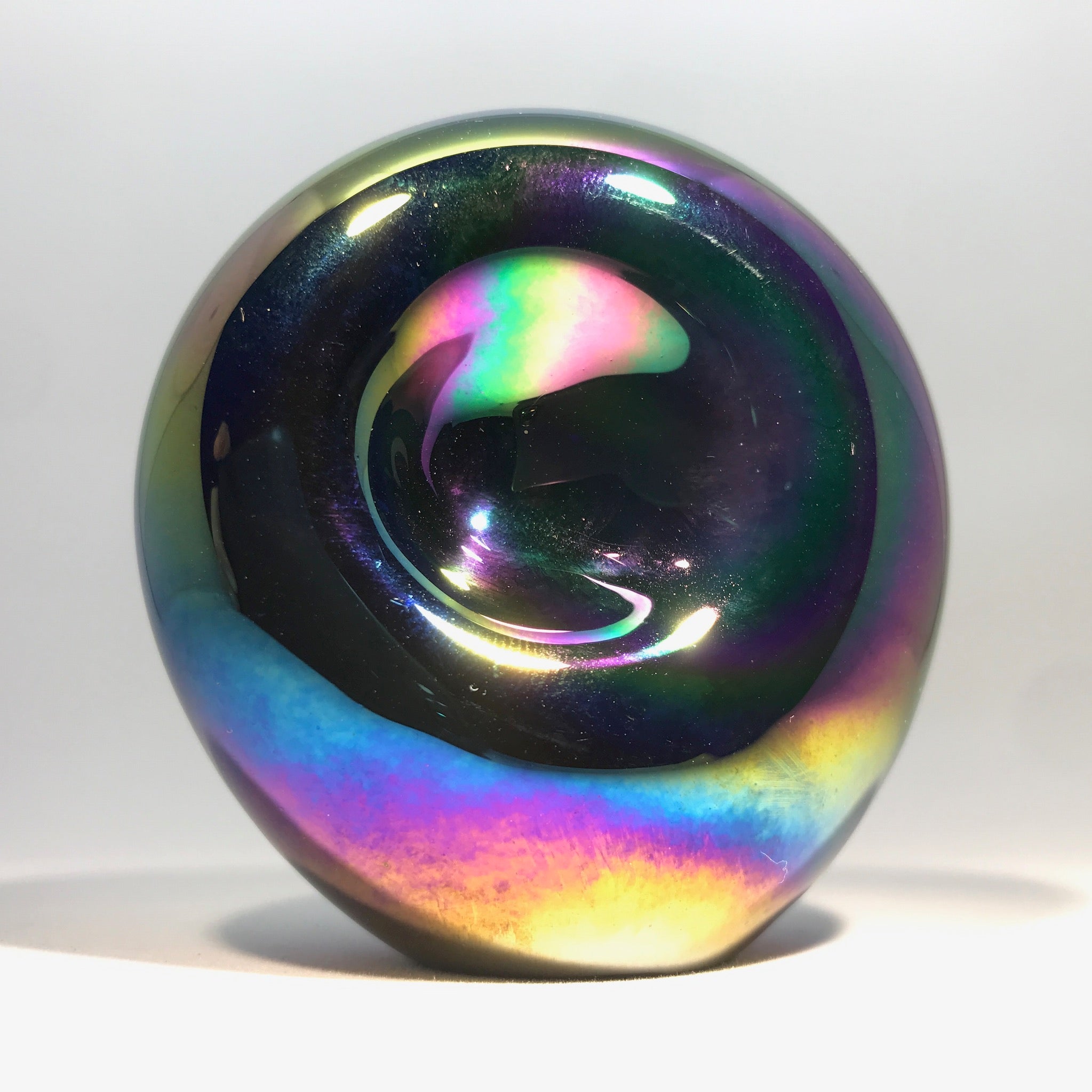 ロバートアイクホルト ROBERT EICKHOLT ペーパーウェイト 1992 Signed Robert Eickholt Art Glass Paperweight Iridescent Pinched Modern