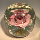 Vintage Murano Faceted Pink Crimp Rose Style Art Glass Paperweight