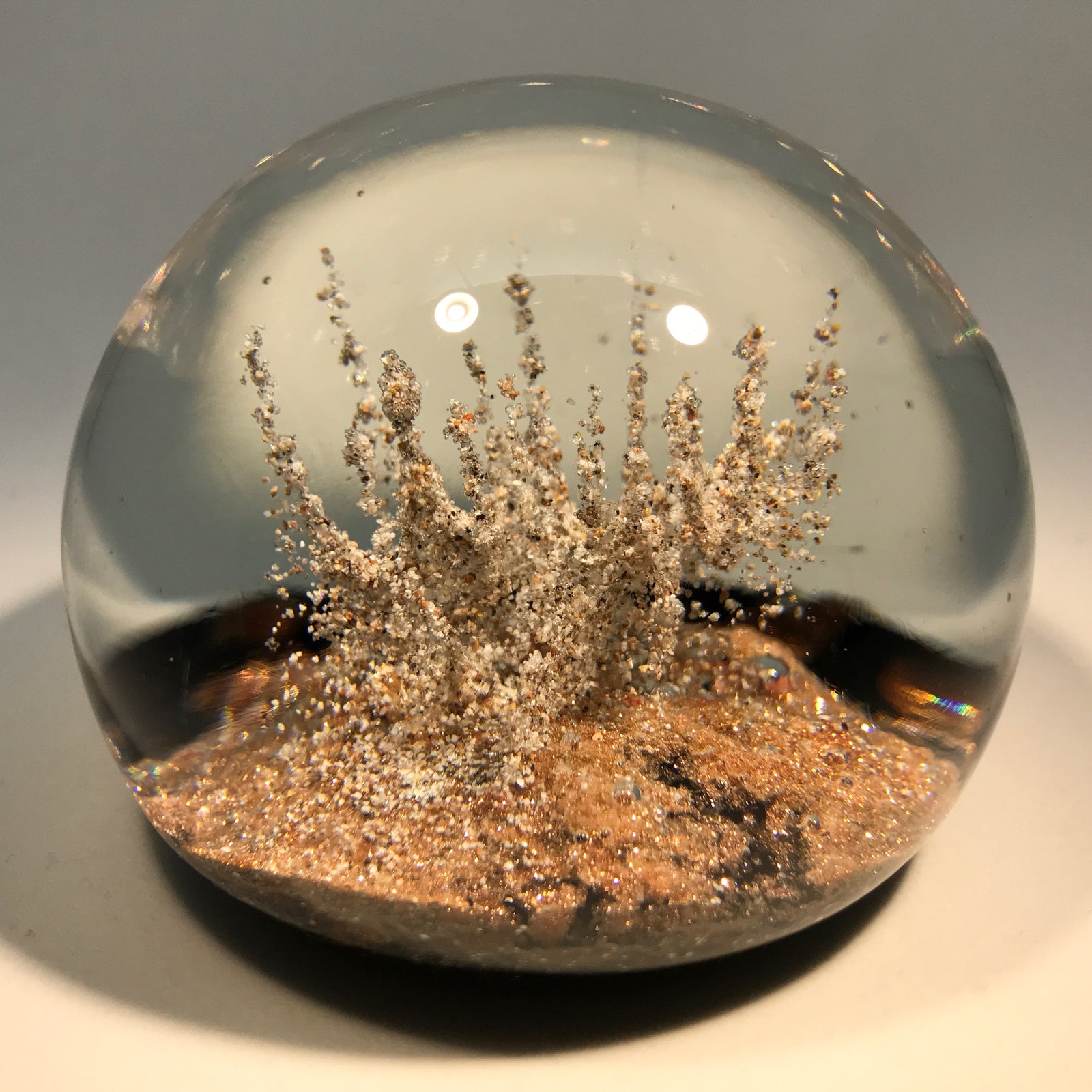 Vintage Murano Art Glass Paperweight Aventurine Abstract Copper & Silver Fire