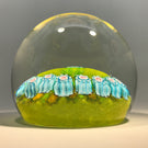 Vintage Murano Fratelli Toso Art Glass Paperweight Complex Millefiori Garland on Green