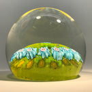 Vintage Murano Fratelli Toso Art Glass Paperweight Complex Millefiori Garland on Green
