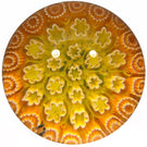 Vintage Murano Art Glass Paperweight Concentric Yellow & Orange Millefiori