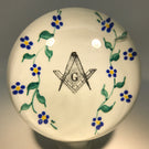 Antique Albert Graeser Art Glass Paperweight Hand-Painted Freemason Plaque